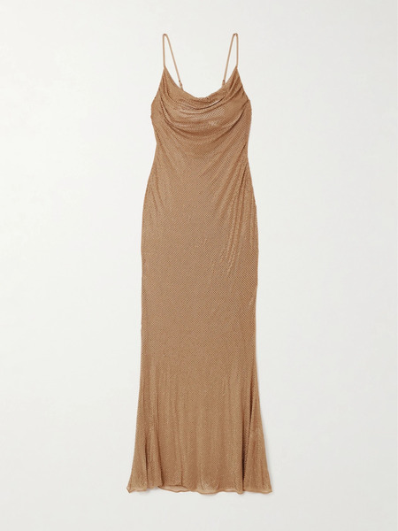  Retrofête Retrofête - Shilo Crystal-embellished Mesh Dress - Beige 
