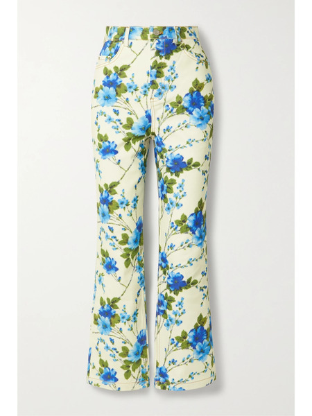  Richard Quinn Richard Quinn - Floral-print High-rise Straight-leg Jeans - White 