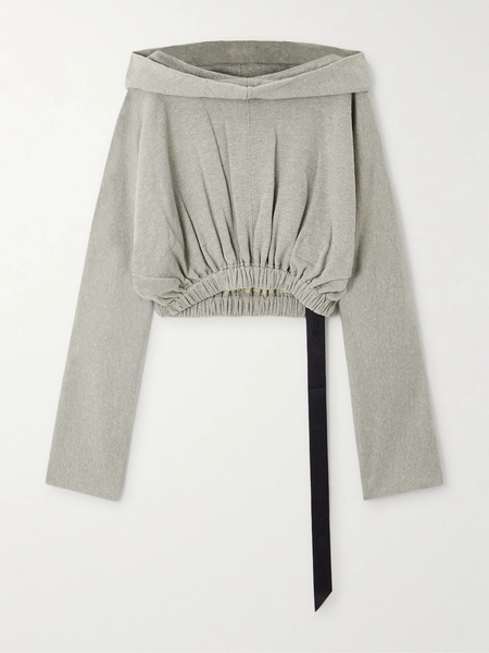 Rick Owens Rick Owens - Cropped Cotton-blend Jersey Hoodie - Gray 