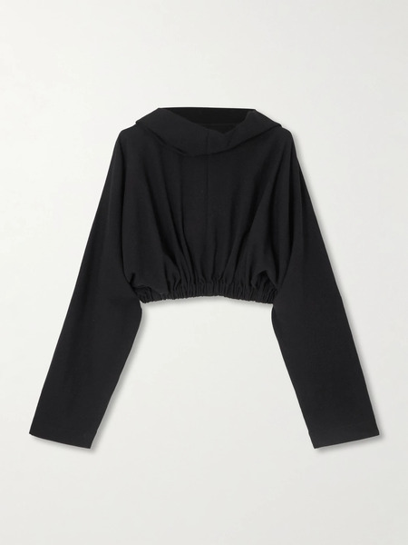  Rick Owens Rick Owens - Cropped Wool-crepe Hoodie - Black 