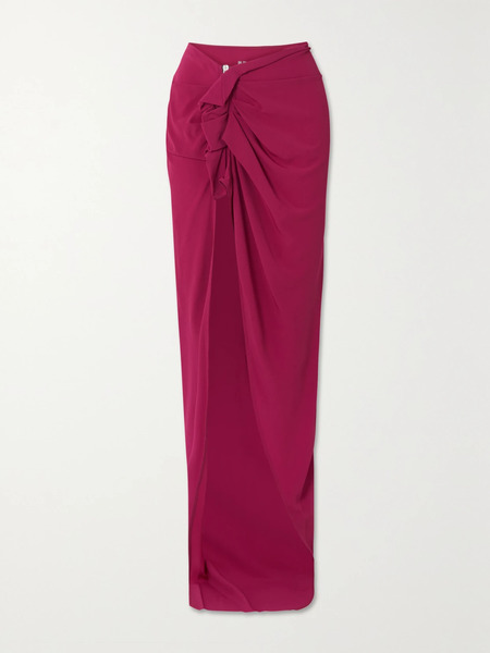  Rick Owens Rick Owens - Gathered Asymmetric Crepe Maxi Skirt - Fuchsia 