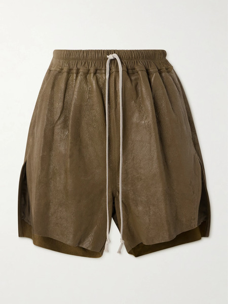  Rick Owens Rick Owens - Leather Straight-leg Shorts - Beige 
