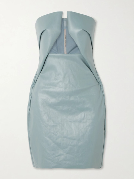  Rick Owens Rick Owens - Strapless Cutout Coated-denim Mini Dress - Blue 