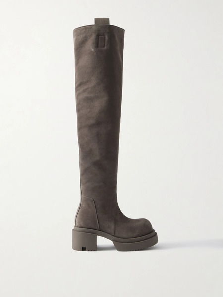  Rick Owens Rick Owens - Wader Bogun Suede Over-the-knee Platform Boots - Chocolate 