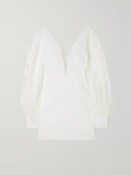  Rime Arodaky Rime Arodaky - Lisa Open-back Embroidered Tulle And Crepe Mini Dress - White 