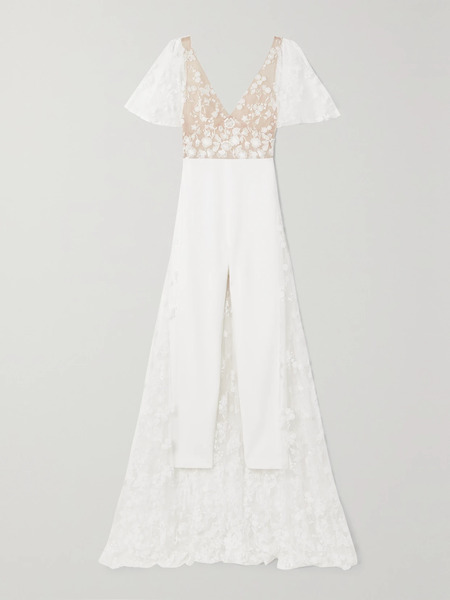  Rime Arodaky Rime Arodaky - Malak Embroidered Tulle And Crepe Jumpsuit - White 