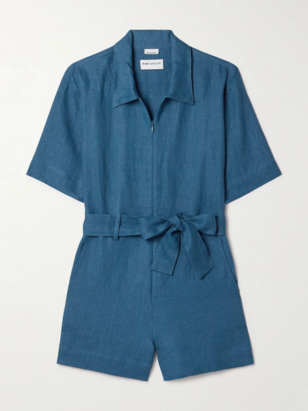  Rivet Rivet - Influencer Belted Linen Playsuit - Storm Blue 