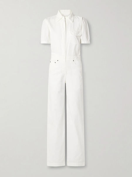 Rivet Utility Rivet Utility - Girlfriend Cotton-canvas Jumpsuit - White 