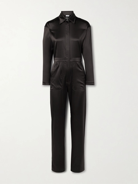  Rivet Utility Rivet Utility - Powerhouse Silk-blend Satin Jumpsuit - Brown 