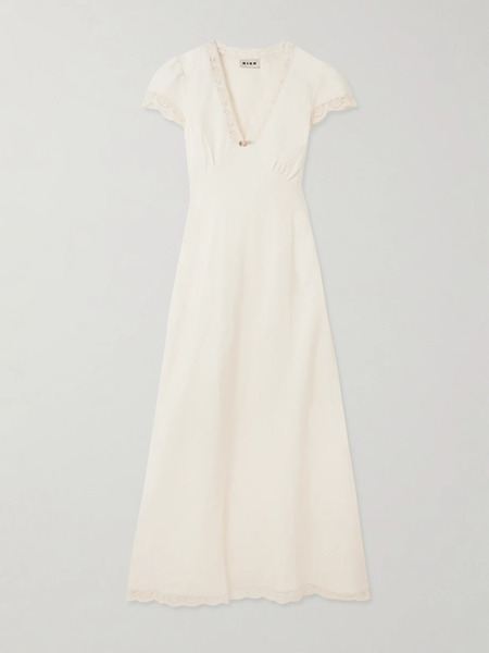  Rixo Rixo - Clarice Lace-trimmed Linen-blend Midi Dress - Cream 