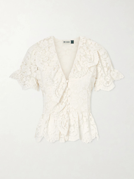  Rixo Rixo - Dollie Ruffled Lace Blouse - Cream 