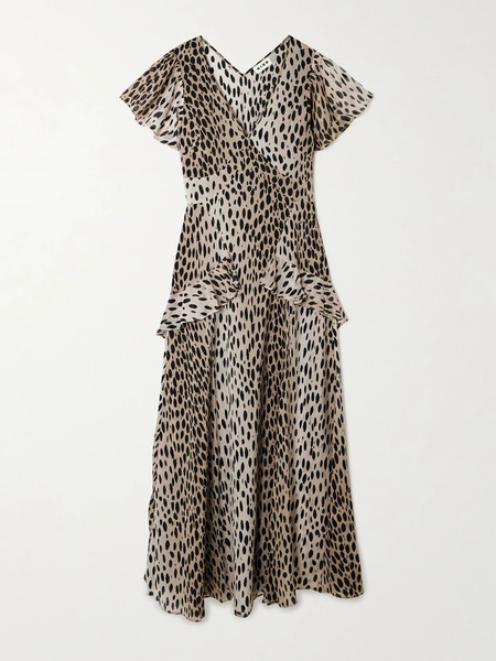  Rixo Rixo - Evie Ruffled Leopard-print Silk-chiffon Midi Dress - Leopard Print 