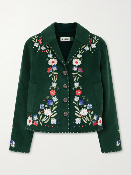  Rixo Rixo - Jude Embroidered Wool-blend Felt Jacket - Green 