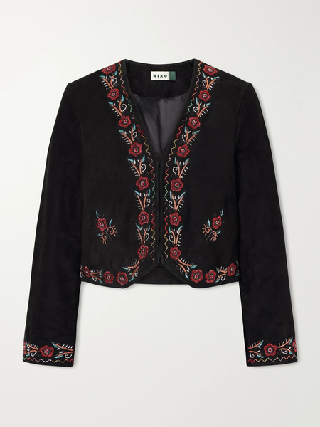  Rixo Rixo - Oliwia Embellished Suede Evening Jacket - Black 