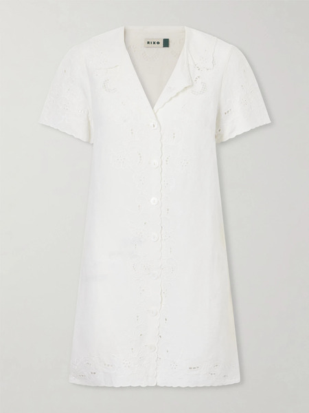  Rixo Rixo - Zayanna Broderie Anglaise Linen-blend Mini Dress - White 