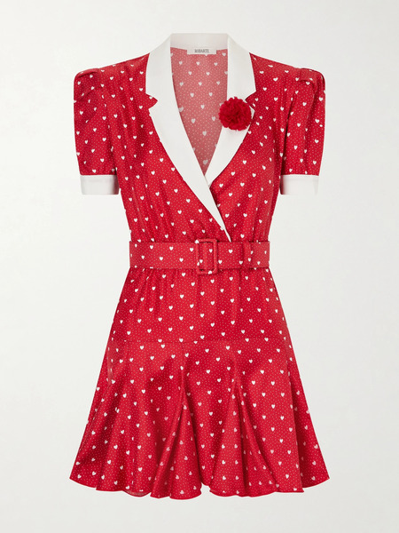  Rodarte Rodarte - Belted Printed Silk-twill Mini Dress - Red 