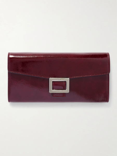  Roger Vivier Roger Vivier - Belle Vivier Buckled Patent-leather Clutch - Burgundy 