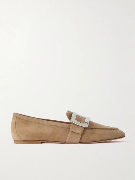  Roger Vivier Roger Vivier - Buckled Suede Loafers - Beige 