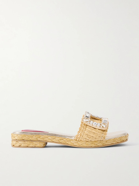  Roger Vivier Roger Vivier - 25 Crystal-embellished Raffia Sandals - It36 
