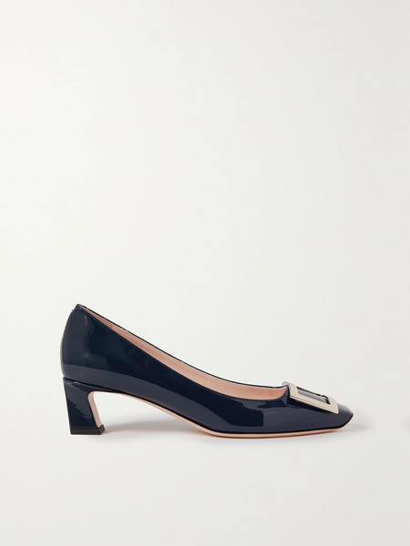  Roger Vivier Roger Vivier - Decollete Trompette 45 Patent-leather Pumps - Navy 