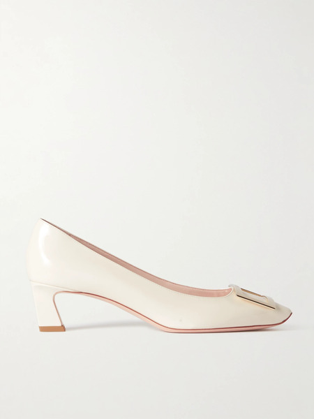  Roger Vivier Roger Vivier - Decollete Trompette 45 Patent-leather Pumps - Off-white 