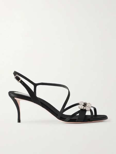  Roger Vivier Roger Vivier - Efflorescence 65 Crystal-embellished Satin Sandals - Black 
