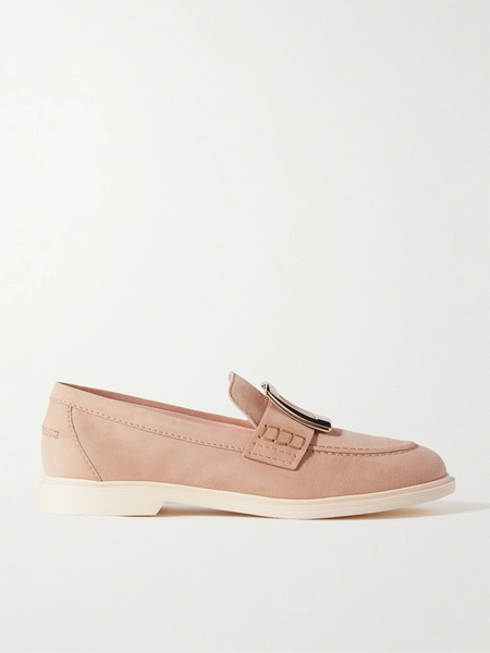 Roger Vivier Roger Vivier - Embellished Suede Loafers - Beige 