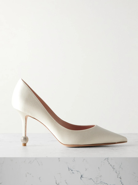  Roger Vivier Roger Vivier - Marlene 85 Crystal-embellished Satin Pumps - Ivory 