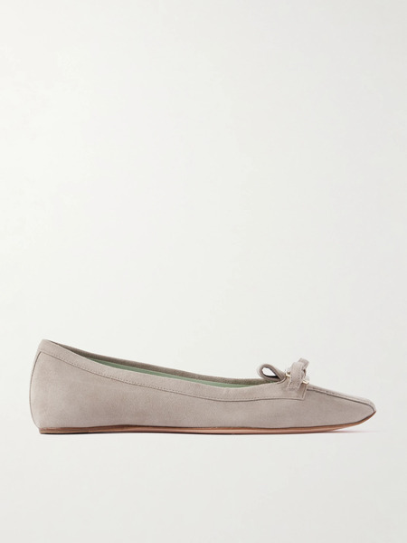  Roger Vivier Roger Vivier - Trompette Embellished Suede Loafers - Taupe 