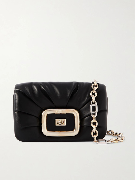  Roger Vivier Roger Vivier - Viv' Choc Me Mini Padded Leather Shoulder Bag - Black 
