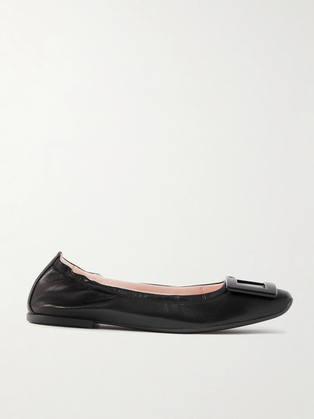  Roger Vivier Roger Vivier - Viv Pockette Leather Ballet Flats - Black 