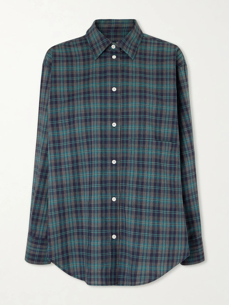  Róhe Róhe - Checked Wool-blend Shirt - Dark Green 