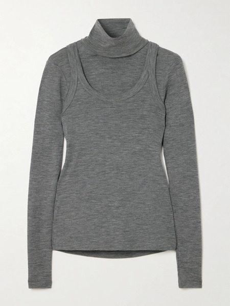  Róhe Róhe - Convertible Layered Merino Wool-jersey Turtleneck Top - Charcoal 