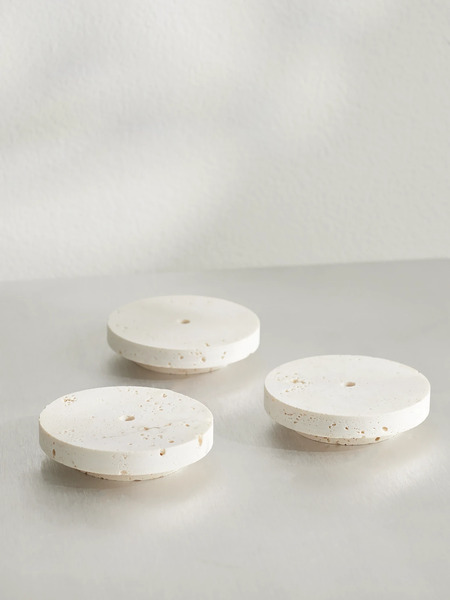  Róhe Róhe - Dish Small Set Of Three Travertine Candleholders - Off-white 