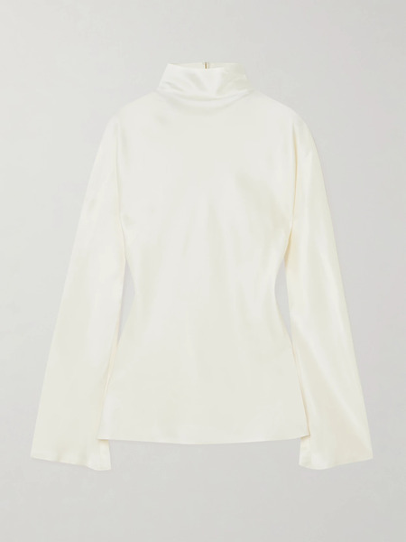  Róhe Róhe - Draped Satin Turtleneck Top - Cream 