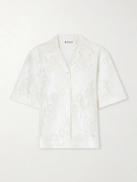  Róhe Róhe - Embroidered Linen-blend Lace Shirt - Cream 