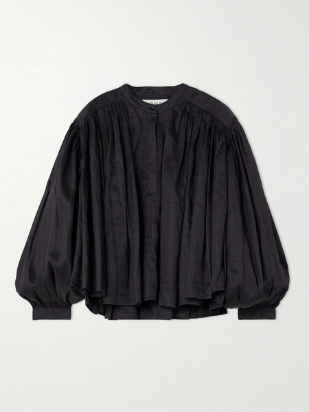  Róhe Róhe - Gathered Ramie-voile Blouse - Black 