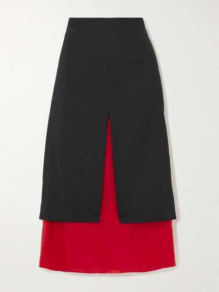  Róhe Róhe - Layered Wool And Chiffon Midi Skirt - Black 