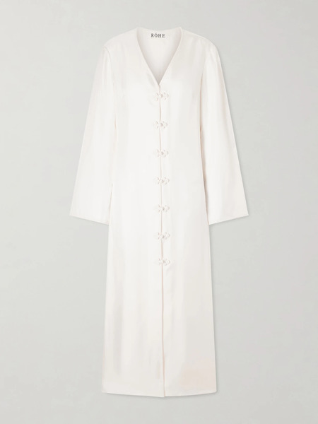  Róhe Róhe - Mandarin Silk-satin Maxi Dress - White 