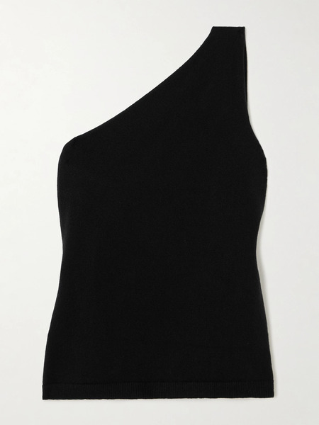  Róhe Róhe - One-shoulder Draped Cutout Merino Wool-blend Top - Black 