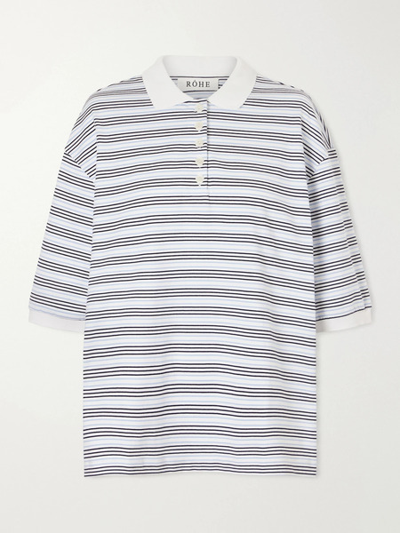  Róhe Róhe - Oversized Striped Organic Cotton-jersey Polo Shirt - Blue 