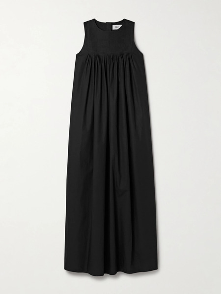  Róhe Róhe - Pintucked Cotton-poplin Maxi Dress - Black 