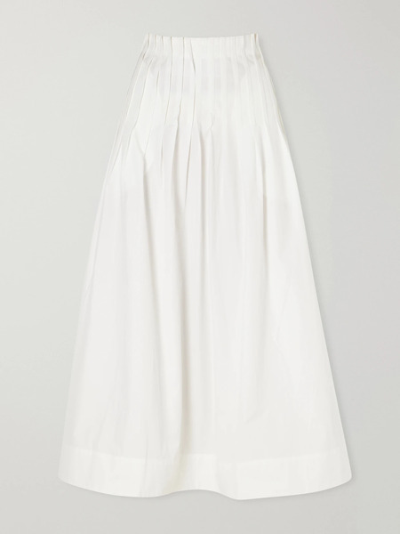  Róhe Róhe - Pleated Cotton-poplin Maxi Skirt - White 