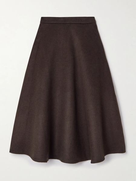  Róhe Róhe - Recycled Wool-blend Felt Midi Skirt - Dark Brown 
