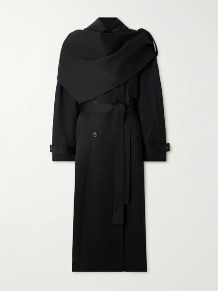  Róhe Róhe - Scarf-effect Wool Trench Coat - Black 