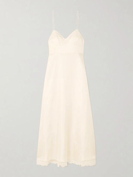  Róhe Róhe - Tie-back Lace-trimmed Silk Maxi Dress - Cream 
