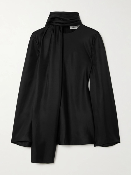  Róhe Róhe - Tie-detailed Silk-satin Blouse - Black 
