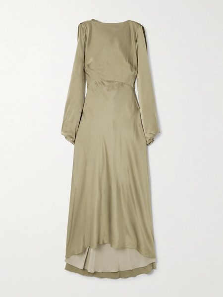  Roksanda Roksanda - Koda Draped Cape-effect Silk-satin Maxi Dress - Sage Green 