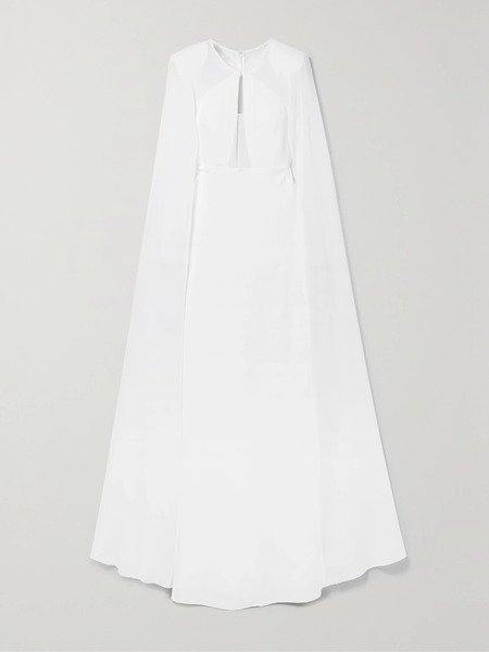  Roland Mouret Roland Mouret - Cape-effect Stretch-cady And Chiffon Gown - White 