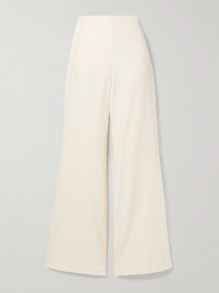  Roland Mouret Roland Mouret - Cotton And Linen-blend Twill Wide-leg Pants - Cream 